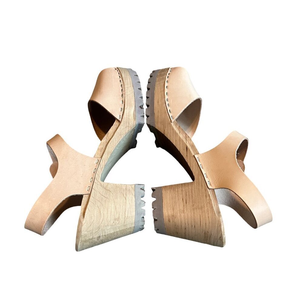Mia Greta Open-Toe Clogs Mules Sandals Natural Light Beige Size 41 NIB NEW - Picture 7 of 15